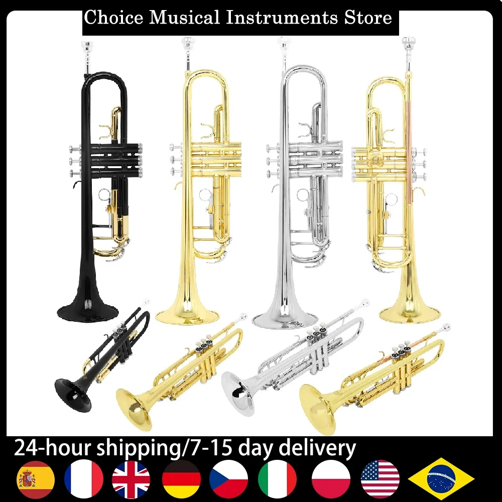 

M MABT Профессиональный набор труб Bb Gold, латунный соло-инструмент с жестким футляром, перчатки, мундштук