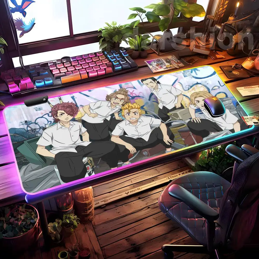 Tokyo Revengers Mouse Pad Mousepad HD Printing Computer Gamers Locking Edge Non-slip RGB Mouse Pad XXL90x40cm Keyboard PC Desk P