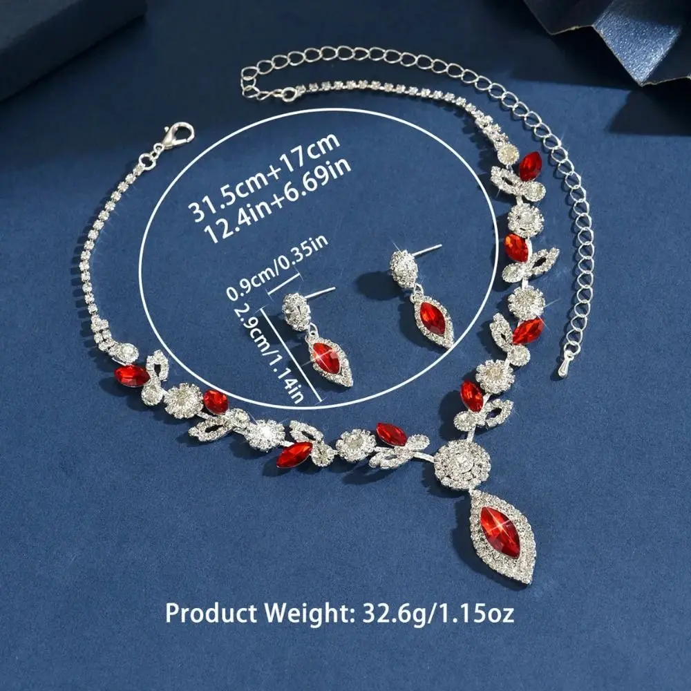 クリスタルネックレスイヤリング 3 点セット菱形フリンジ鎖骨チェーン気質誇張された高級ラインストーンジュエリー