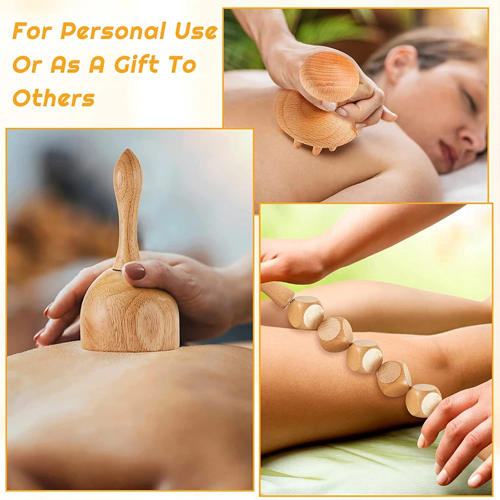 Wood Massage Tools,Wooden Maderoterapia Cellulite Massage Roller Lymphatic Drainage Health Care for Neck Leg Back Arm