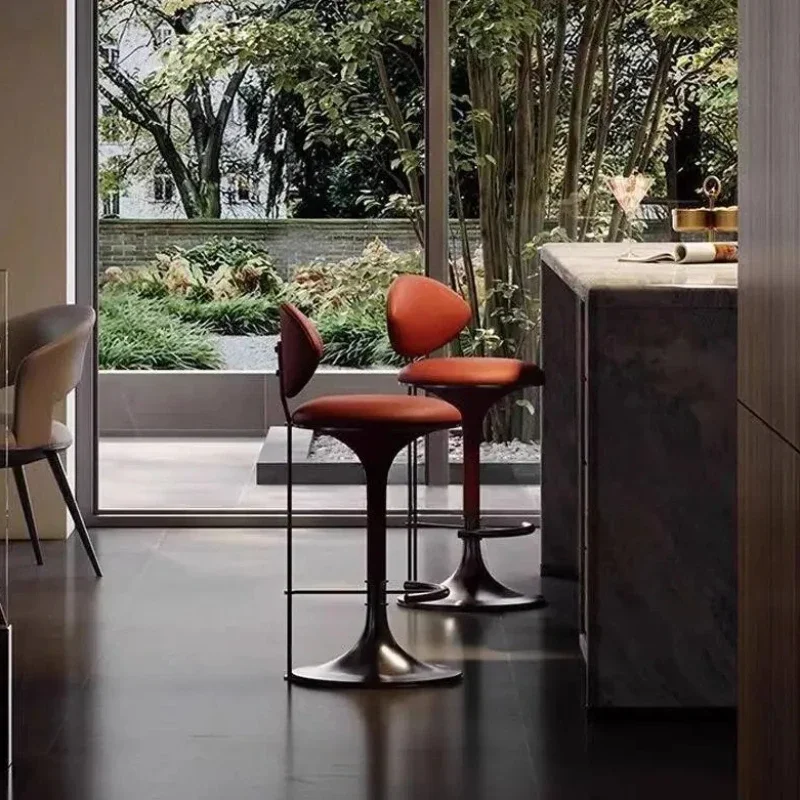 

Orange Minimalist Bar Stools Swivel Gold Legs Sturdy Designer Modern Bar Stools Nordic Unique Sgabelli Cucina Alt Home Furniture