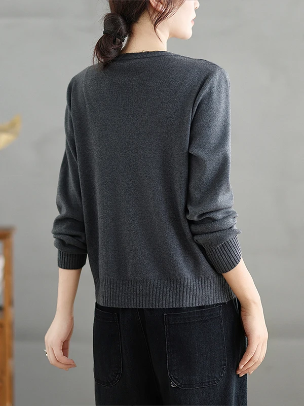 Cardigã F de Manga Longa com Zíper, Efeito Emaecedor, Cor Pura, Moda Outono Inverno, Suéter