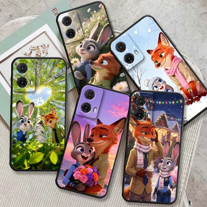 

Disney Zootopia Art Phone Case Cover For Motorola G85 Edge 50 G24 G35 G14 G04 40 G72 G34 G G54 G13 G32 5G Black