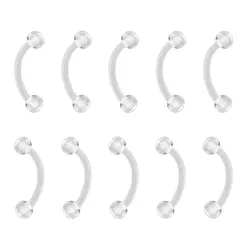 2-10Pieces 14G 16G Eyebrow Piercing Fixer Jewelry Bioflex Plastic Transparent Lip Belly Ring Barbell Cartilage 6mm 8mm 10mm 12mm