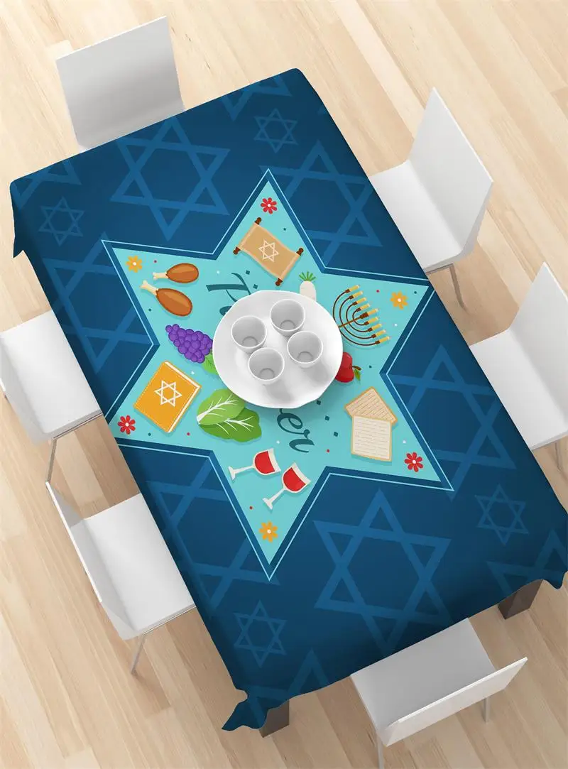 Jewish Holiday Decoration Tablecloth Home Living Room Kitchen Tablecloth Happy Passover Party Dinner Coffee Table Table Mat