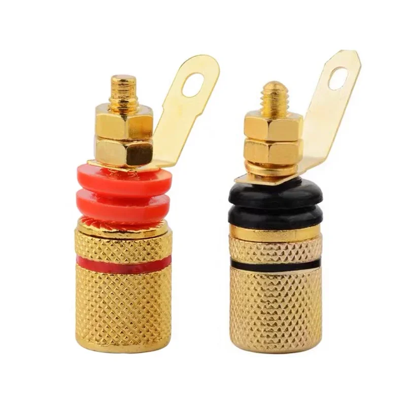4pcs Gold Plated Amplifier Speaker Terminal Binding Post Banana Plug Socket Connector Suitable for Banana Plugs Accessories