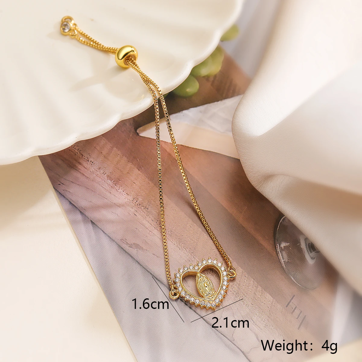 أساور ماري سحر للنساء ، سلسلة صندوق ذهبية اللون ، زركون CZ لامع AAA ، ترصيع مجوهرات مسيحية