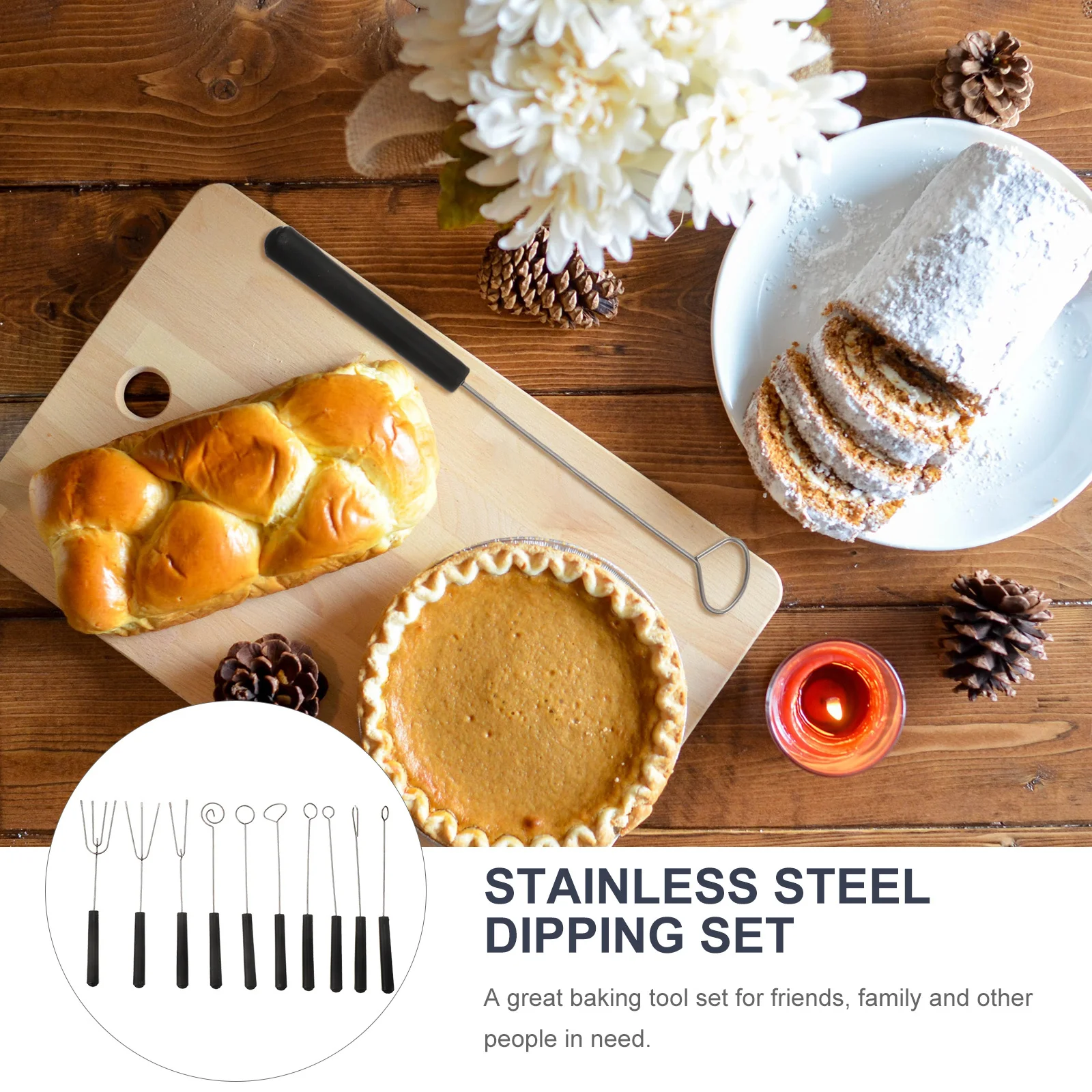 Juego de tenedor de Chocolate con mango de PP, suministros para hornear, herramienta de decoración DIY, pastel, nueces, frutas, dulces, juego de inmersión de Chocolate, 10 Uds.