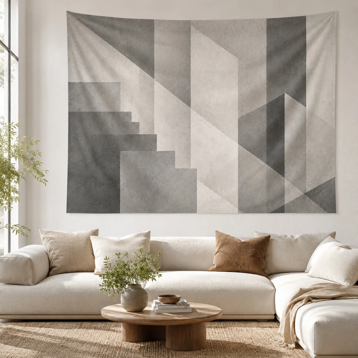 Modern Geometric Tapestry Wall Hanging Abstract Stairs Aesthetic Room Decor Minimalist Living Room Fabric Wall Tapestries Gift