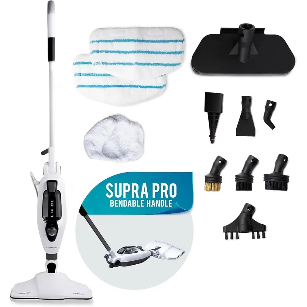 Multi-Surface Steam Mop 10-in-1 Detachable Handheld Steamer 90° Bendable Handle Tile Wood Floor Upholstery Safe Cleaning Machine
