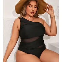 Plus Size One Shoulder Women's Swimsuit 2025 One-piece  Black Sexy Swimwear Tummy Control Bathing Suit Monokini - Image 5