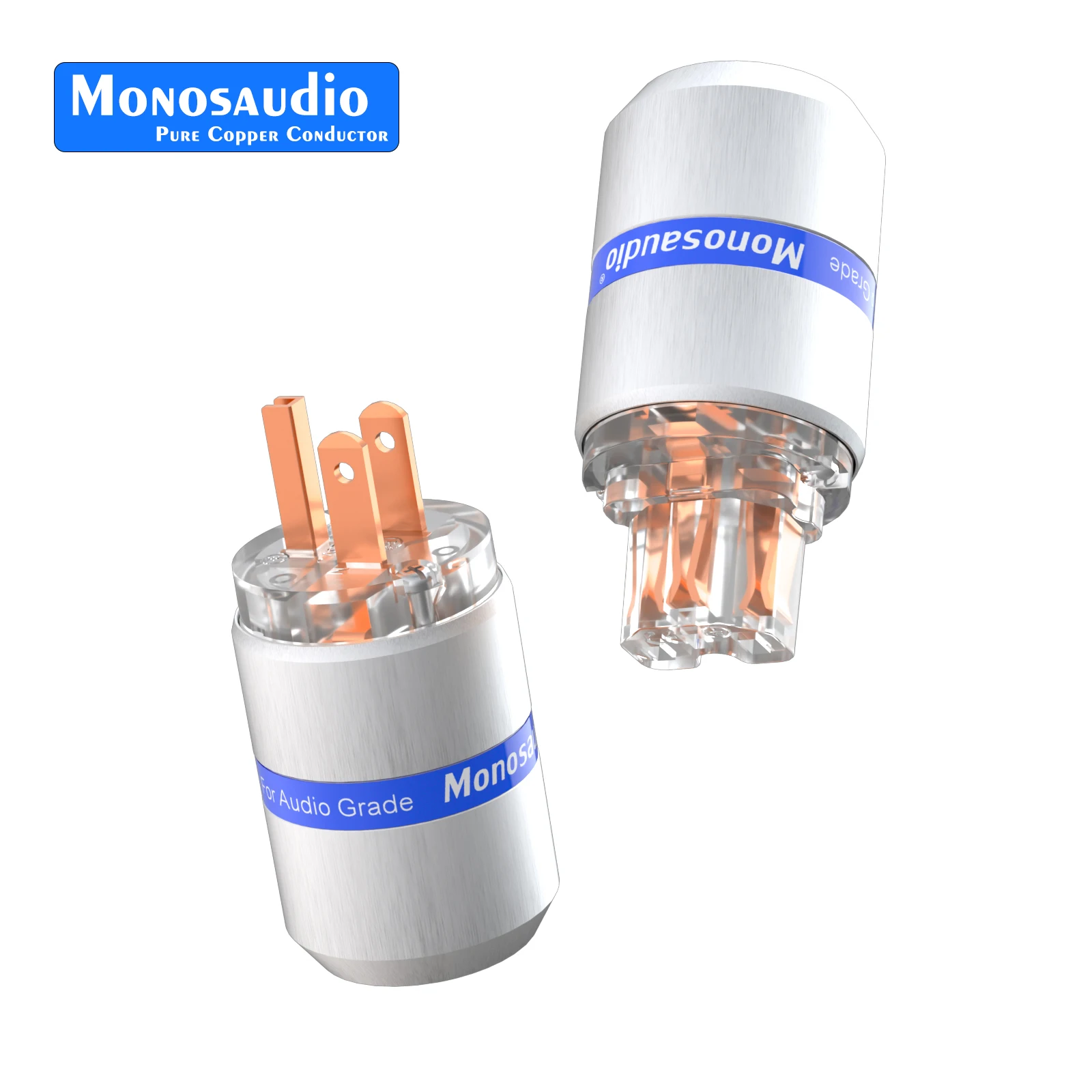 Monosaudio EMF107 Audio Power Plug 4N 99.998% Pure Copper Gold/Rhodium Plated EU/ US Version Hifi IEC C15 Female Connector