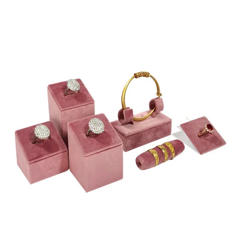 الوردي هولاند المخملية حلقة حامل حلقة أقراط الإسورة سوار تخزين الرف تخزين المجوهرات عرض موقف المنظم للمتجر