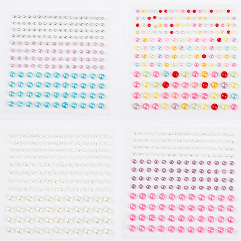 1 Sheet Plastic Semi-circular Pearl Decoration Stickers For DIY Face Beauty Makeup Nail Art Cell Phone Hair Accessories