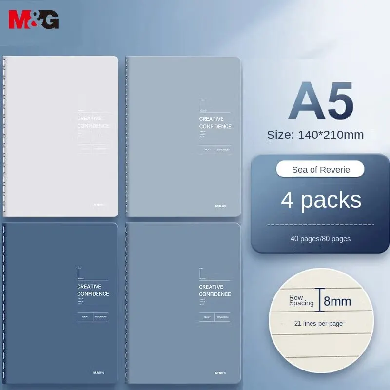 M&G Stationery A5 Notebook 40 Pages Wrong Question Paper High-value Stitched Notebook Notepad Diary 4 Pack