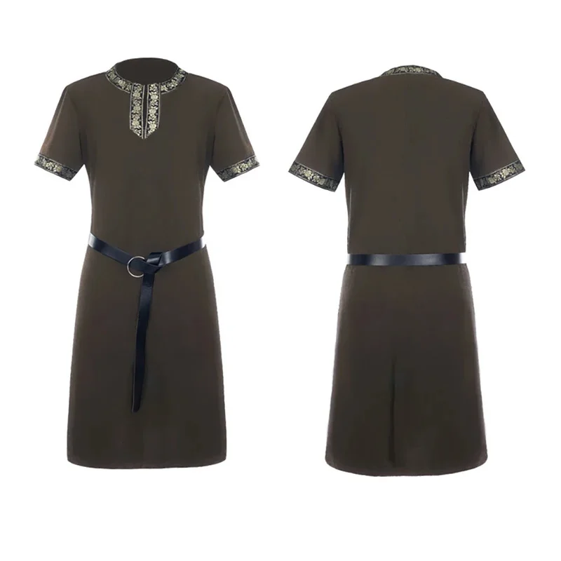 DY20Camiseta de guerrero vintage para hombre, Top de verano de manga corta, disfraz de pirata gótico vikingo renacentista, túnica Medieval 25