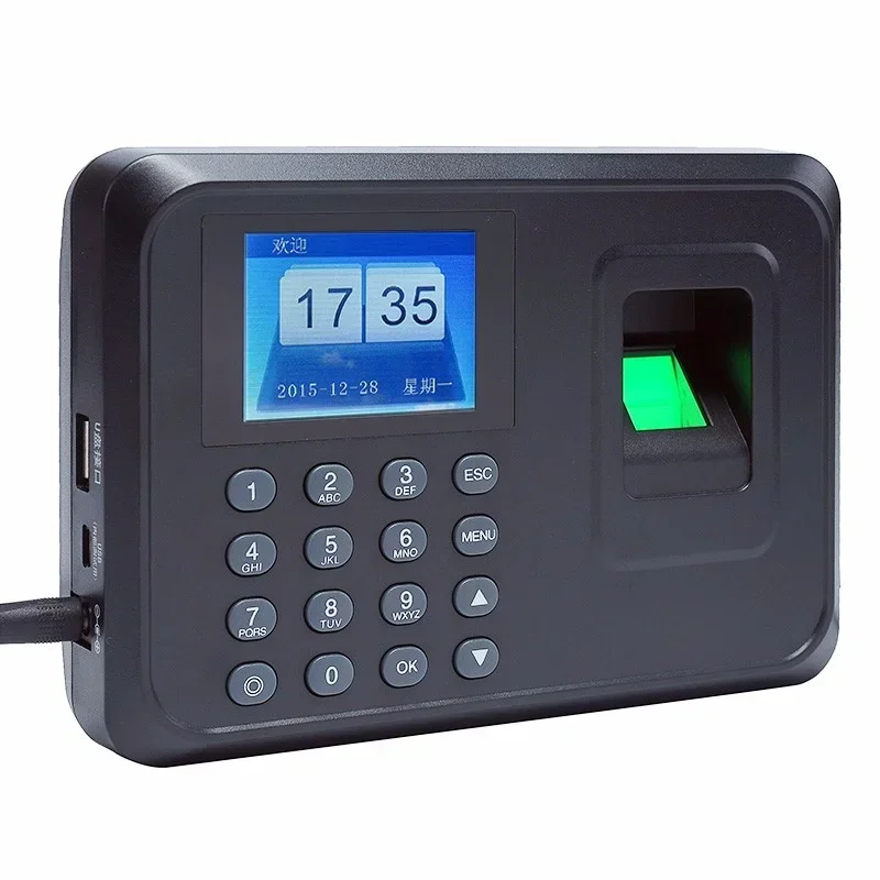 Biométrico Fingerprint Recognition Machine, Fingerprint, USB Finger Scanner, Time Card Locking, Software Livre, senha para o Sistema de Segurança, 2.4"