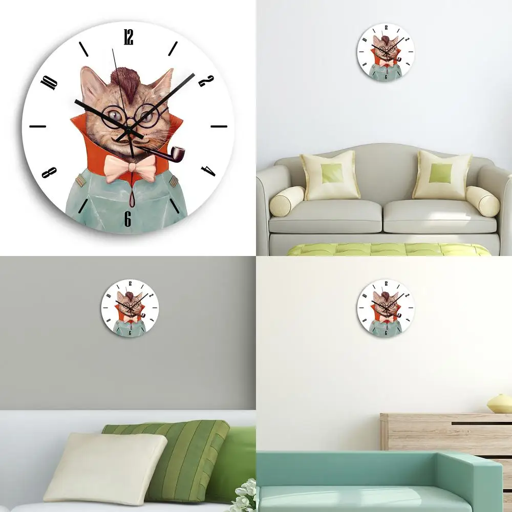 Wholesale and Retail Unique Cartoon Creative Animal European and American Style Acrylic Round Wall Clock