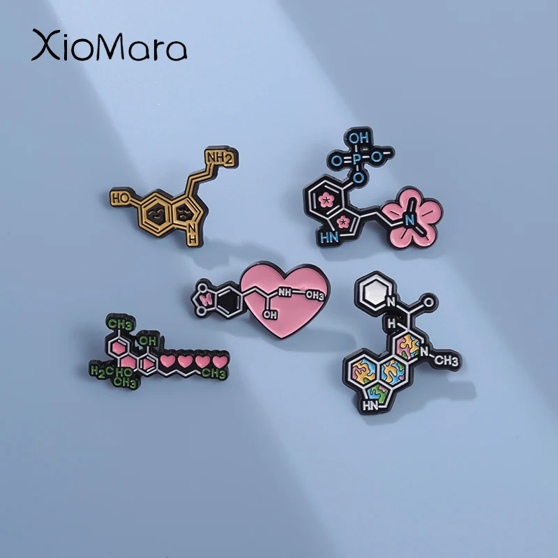 Chemical Element Symbol Brooch Enamel Pin Funny Biological Molecules Structure Badges Collar Lapel Pin Cute Jewelry Accessories