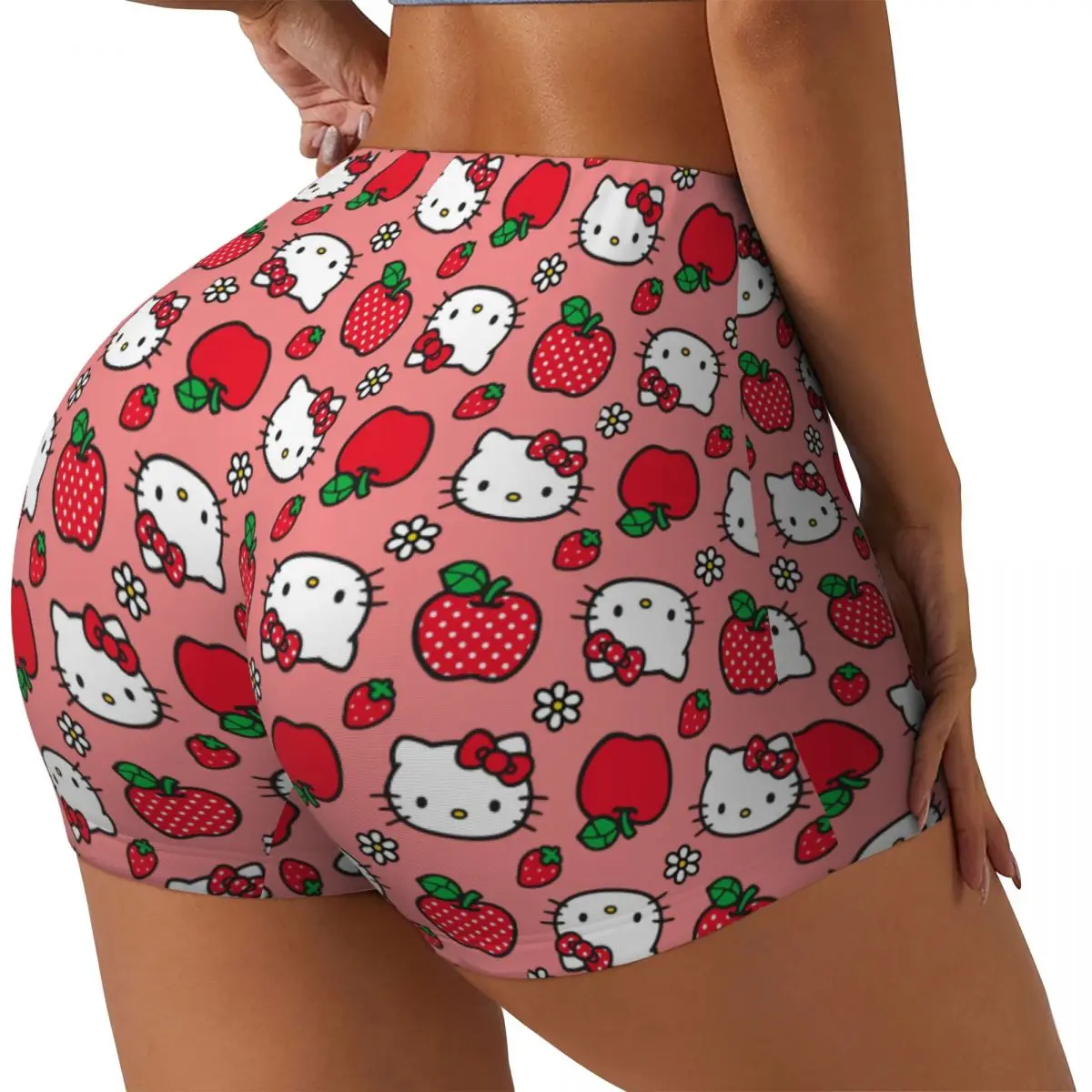 Sanrio Cute Hello Kitty Workout Shorts for Women Scrunch Butt Lifting Tummy Control Yoga Fitness Sanrio Booty Short Pants