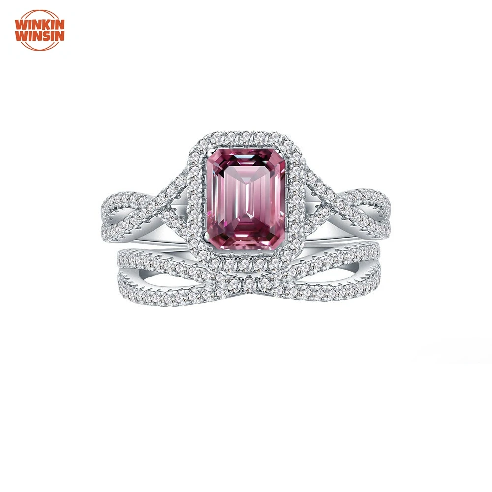 

Winkin Winsin 2-carat full diamond Moissan diamond grandmother cut ring for women S925 silver jewelry, exuding a sense of luxury
