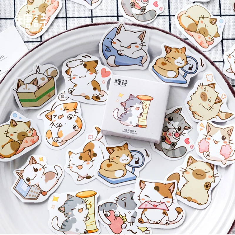 

Cats Hand Account Stickers Cartoon Cute Decorative DIY Boxed Stickers Kawaii