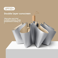 Titanium-Silver Double-Layer Fully Automatic All-Weather Umbrella UPF50 Sun Protection UV Resistance Unisex Folding Sun Umbrella