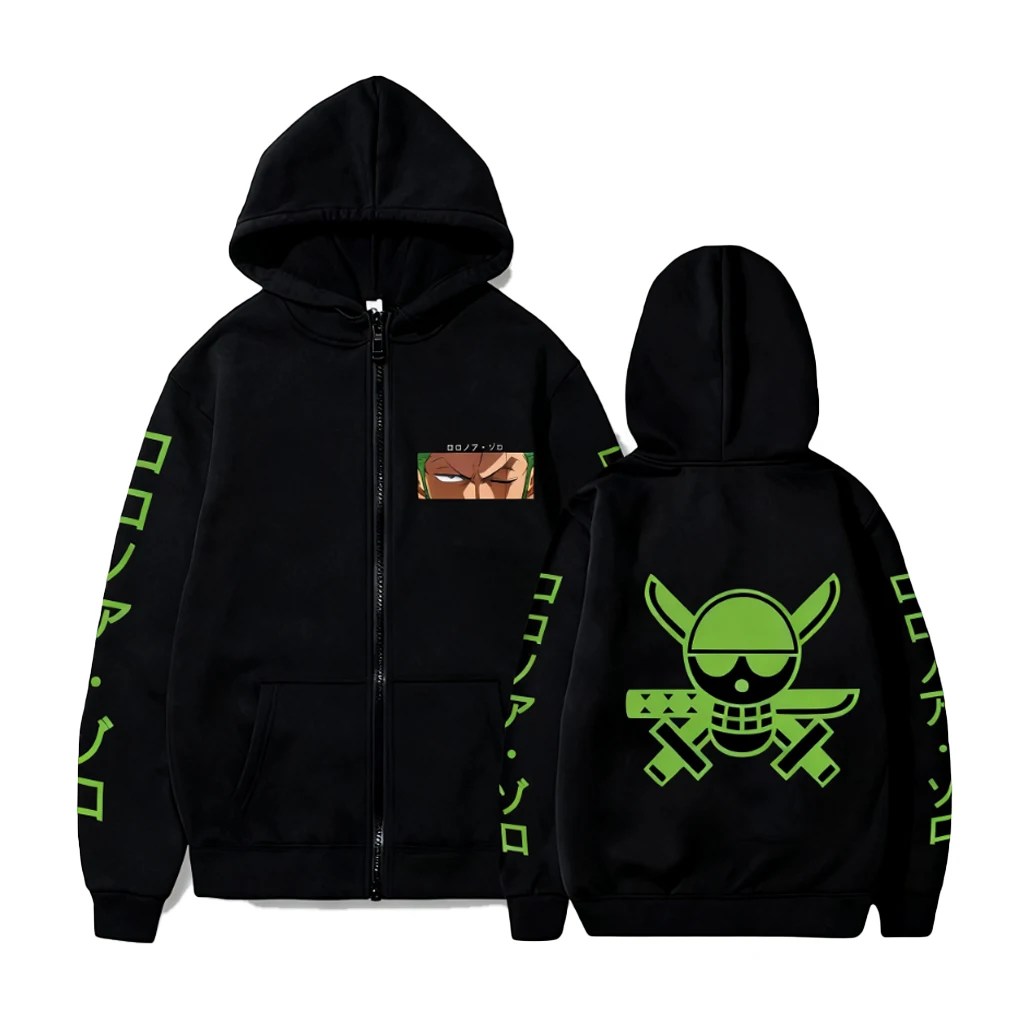 Unisex One Piece Zoro Roronoa Hoodie Anime Sweatshirt Männer Frauen 2026 Herbst Zip Up Jacke Casual Cosplay Streetwear Hoodies Tops