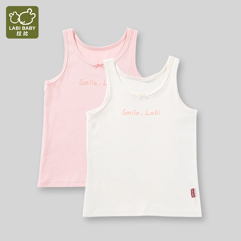 

2pcs/Set Girls Cute Vest Summer Sleeveless Tank Tops Kids Letter Print Undershirt with Bows Casual Teenagers Child Clothes