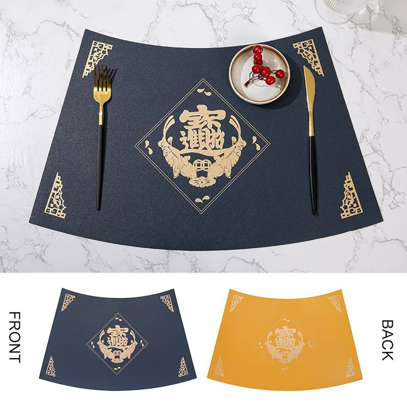 حصيرة طاولة جلد مفرش طاولة للطاولة على الطراز الصيني بألوان مزدوجة حصيرة مانعة للإنزلاق لمكان المطبخ سجادة حامل أكواب مفرش طاولة