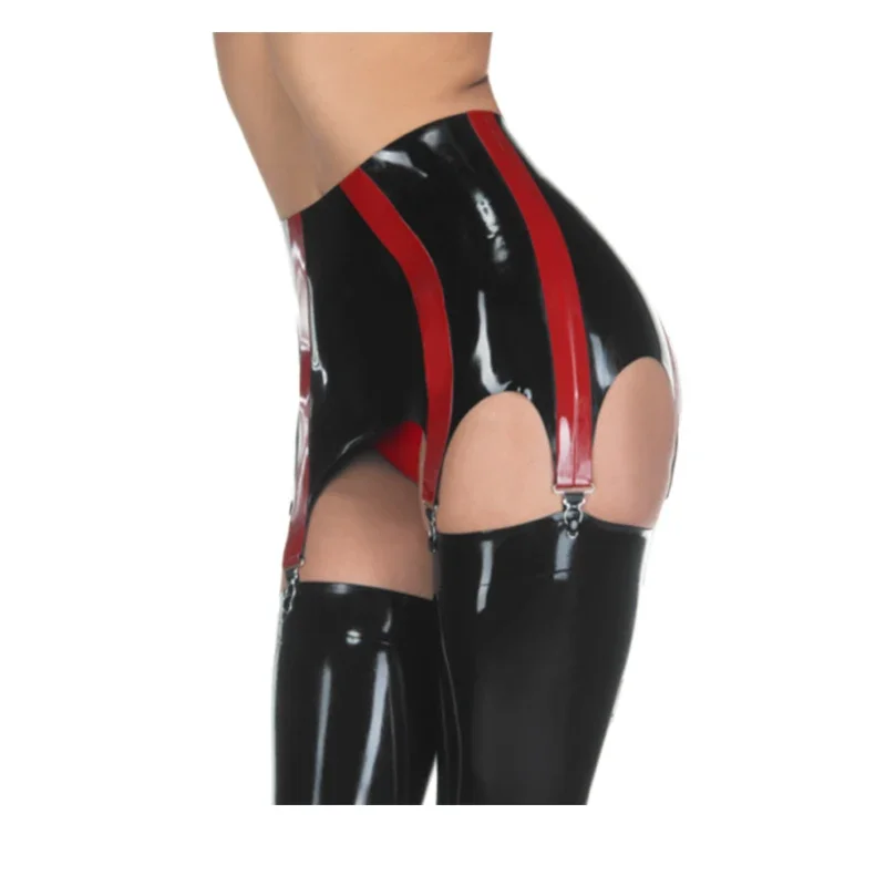 

Latex Garter Black with Red Briefs Garter Shorts Sexy Fetish Underwear Custom Made for Women