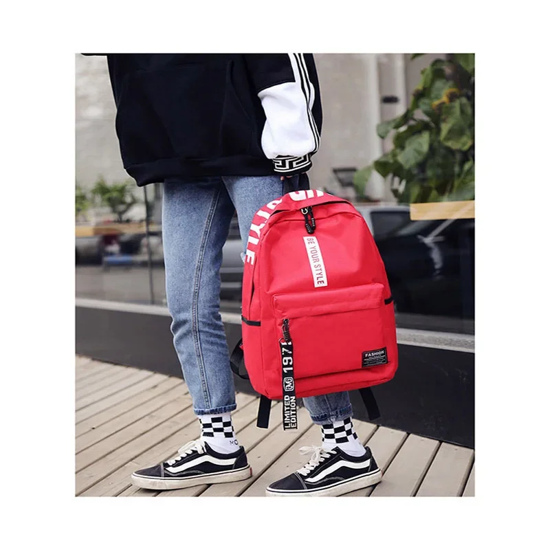 Fashion Nylon Backpack Preppy Style Students School Casual Solid Color Large Handbags Schoolbag Bookbag Teenager Travel