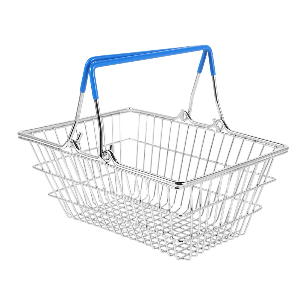 Mini-Einkaufskorb für Kinder, aus Eisen gefertigt, Rollenspiel-Aufbewahrungskorb, tragbar, Spaß für Puppenhaus, Küche, dekorative Verwendung