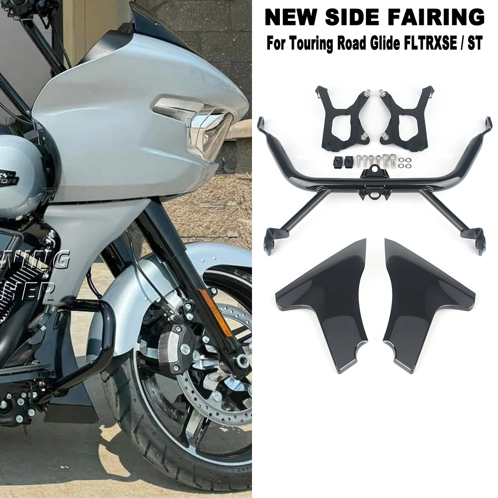

Для Touring Road Glide FLTRXSE 2023 FLTRXSTSE 2024 мотоциклетный пластиковый ABS Неокрашенный/черный боковой обтекатель комплект кронштейнов панели