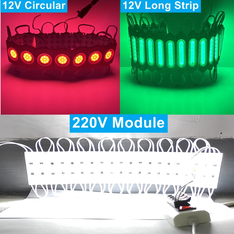 20PCS Led Modules Combination Hard Strip Light 12V 220V COB Light Backlight Shop Banner Waterproof Room Truck Sedan Decorations