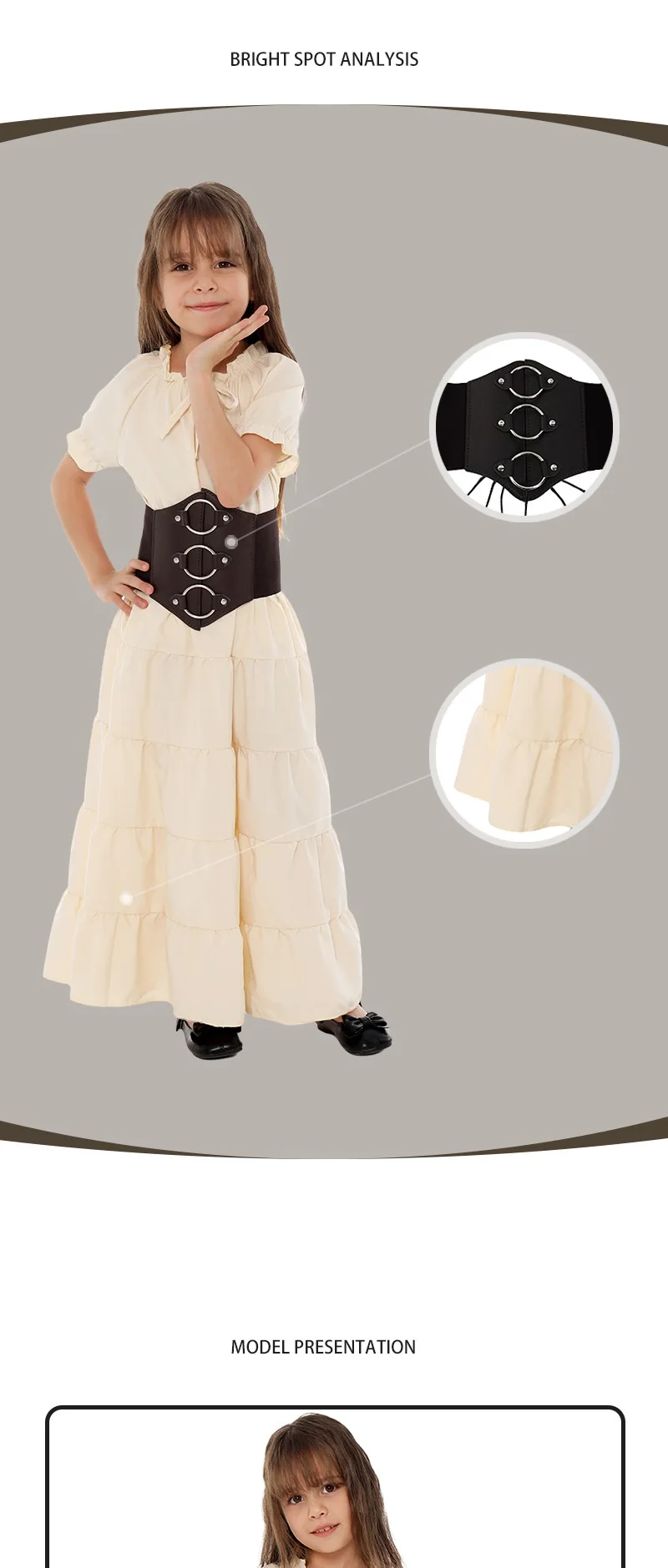 Irisches Chemise Renaissance Kinderkleid Ausgefallenes Karnevalskostüm Viktorianisches Feenkleid Mittelalterliches Bauernkleid Langes Kostüm – Detail 2
