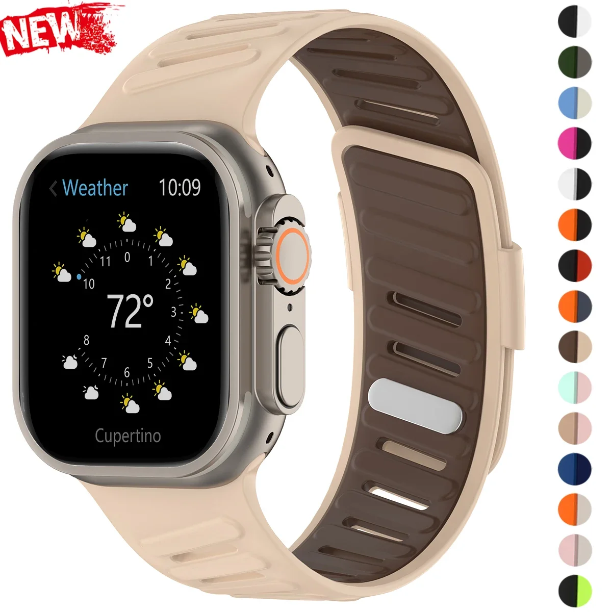 Sportarmband für Apple Watch Ultra 3/2 49 mm 38 41 45 44 46 mm Zweifarbiges Silikonarmband für Iwatch Serie 11 10 9 8 7 Atmungsaktives Band