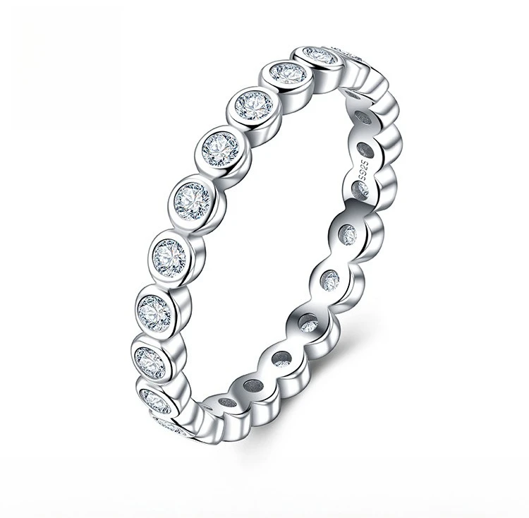Moissanite 2mm GRA D VVS1 S925 Sterling Silver Eternal Ring Engagement Wedding Daily Luxury Band For Women
