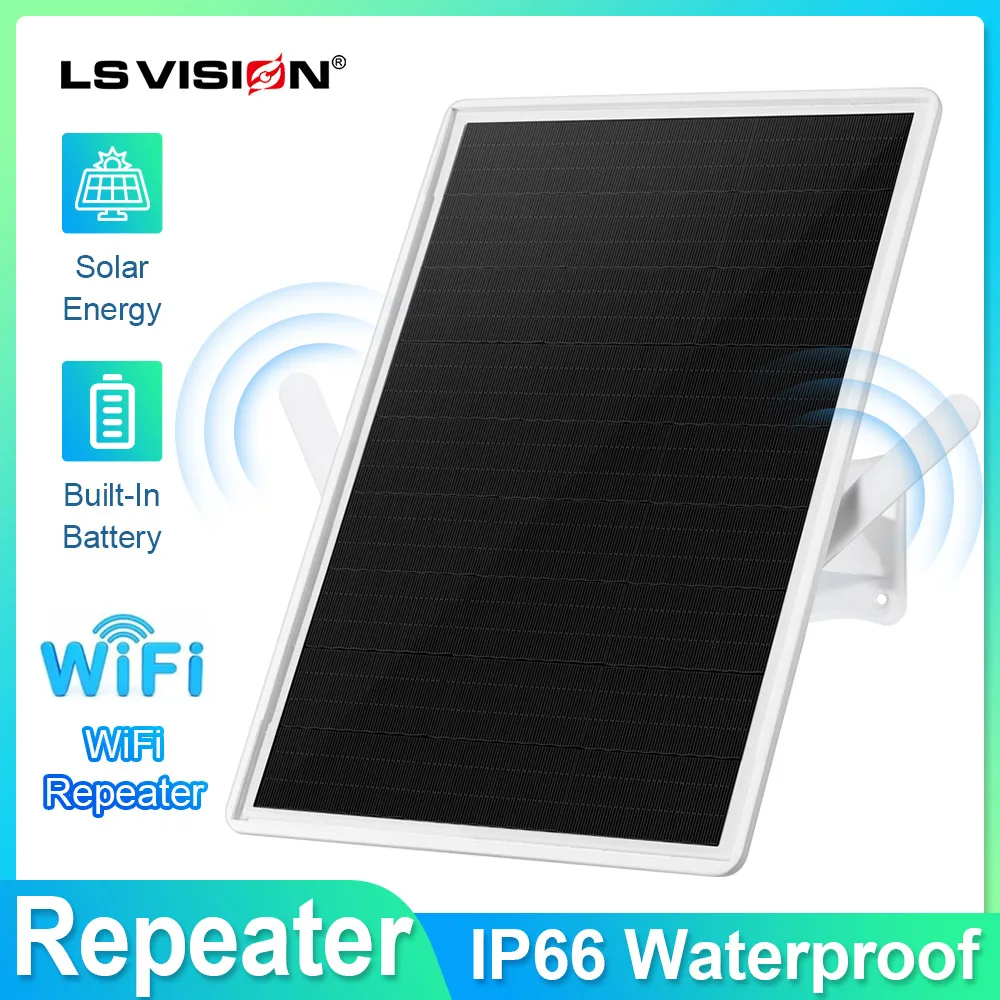 LS VISION Solar Outdoor WIFI Repeater,Weatherproof Wi-Fi Range Extender-2.4GHz Wireless Internet Signal Booster 20000mAh Battery