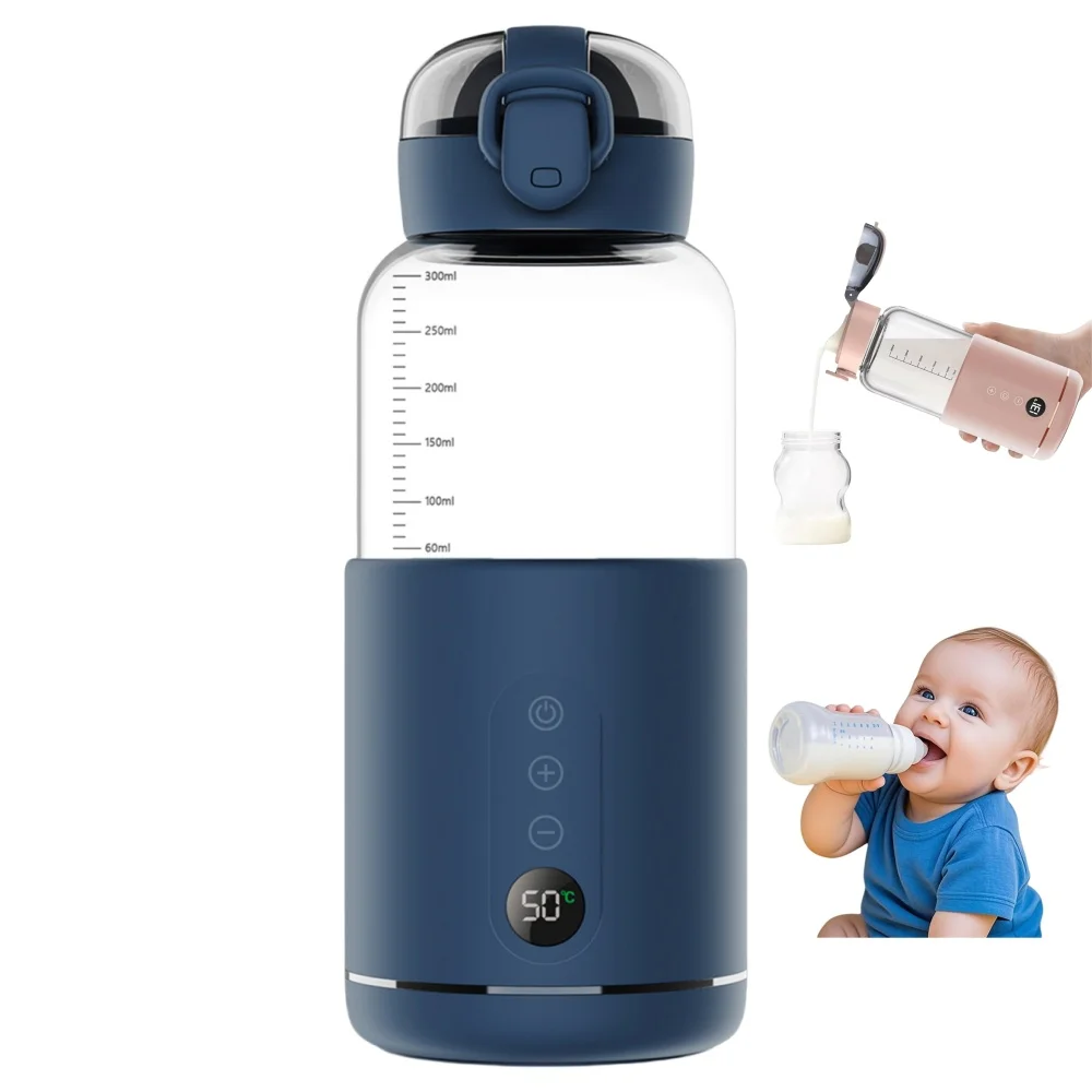 تدفئة زجاجات الأطفال المحمولة القابلة لإعادة الشحن 37-55 ℃   تسخين سريع وإزالة الجليد لمياه الحليب، سخانات زجاجات كهربائية لاسلكية للسفر