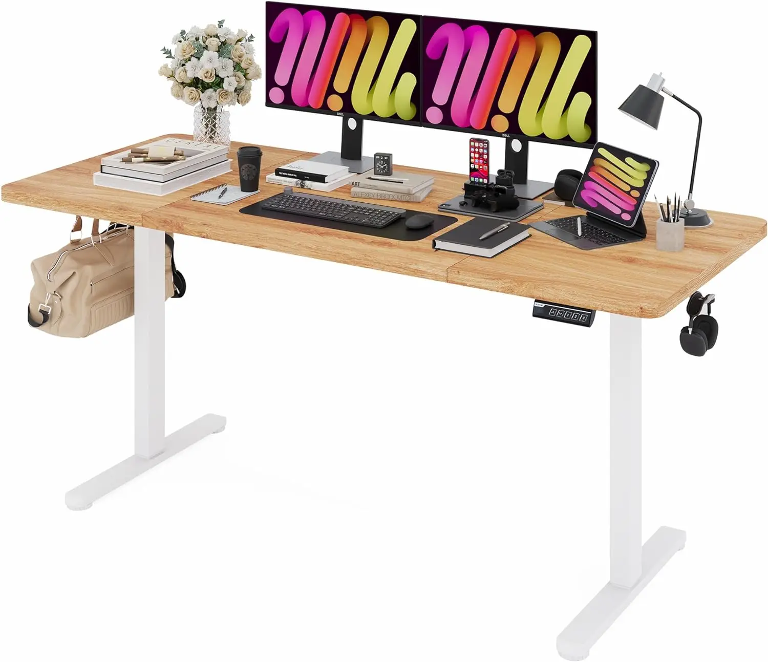 Monomi Electric Standing Desk, 63 x 28 inches Height Adjustable Desk, Ergonomic Home Office Sit Stand Up D