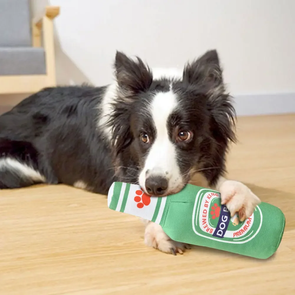 Juguete peluche botella cerveza para perros: morder y limpia dientes - imagen 5