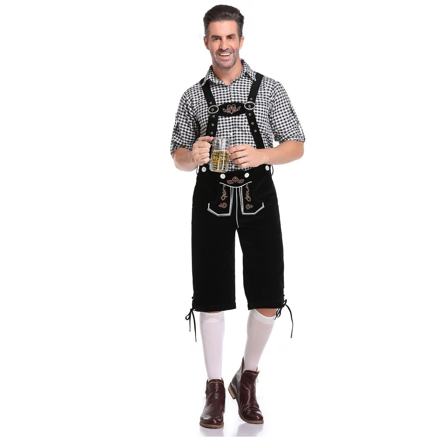 German Oktoberfest Carnival Costume Men's Traditional Bavarian Beer Men's Shirt Set Cosplay Halloween Holiday Party Costumes