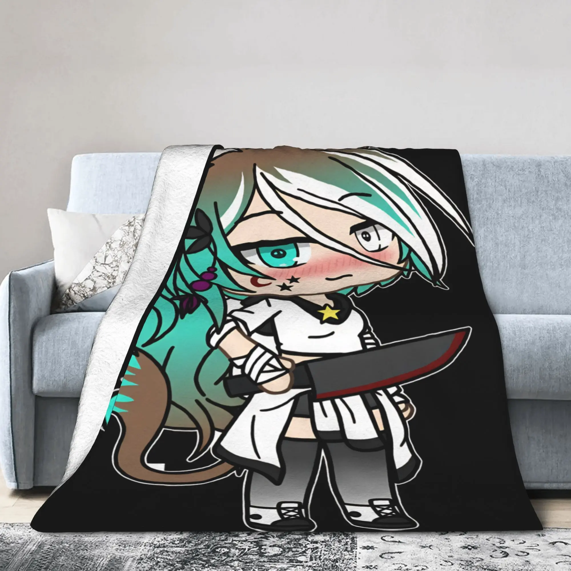 Warm Comfy Throw Blanket Plane Travel Gacha Life Game Blanket  Flannel Bedspread For Home Decor Print Sofa Bed Cover