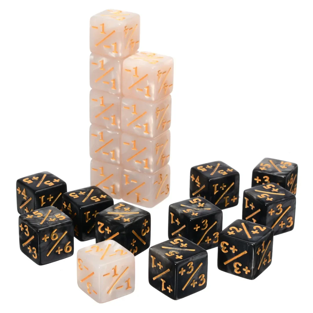 10Pcs White Black 16mm 6 Side Dice Counters +1/-1 Dice Kids Toy Counting Dice for Magic The Gathering Game Counting Dropshipping