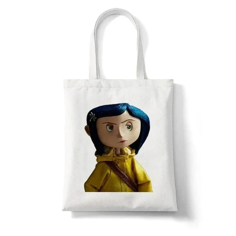 Coraline Printed Shopper Tote Bags Kawaii Women Casual Shoulder Bag Large Capacity Graphic Lady Handbag Resuable Girl Purse Gift