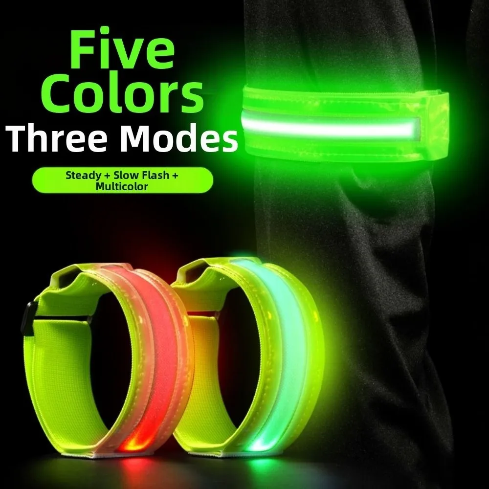 2Pcs Safety LED Light Armband 3 Modes 5 Light Color Warning Wristband High Brightness Creative LED Running Light Night Running