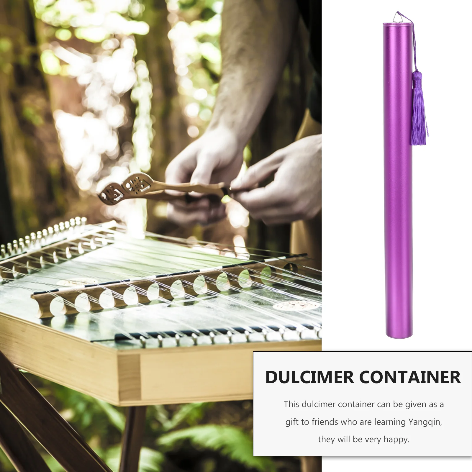 Dulcimer Storage Container Tube Metal Yangqin Holder Portable Protective Aluminum Alloy Dulcimer Box for Storage Accessories