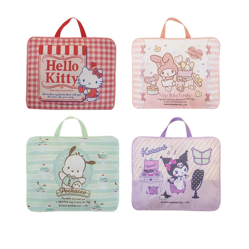 Hello Kitty Kuromi Anime Kawaii MINISO tas penyimpan pakaian lucu kartun My Melody koper Travel casing ritsleting mainan hadiah