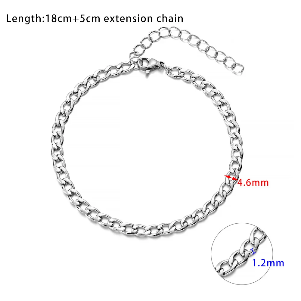 Hiphop Silver Color Thick Chain Bracelets for Women Men Metal Minimalism Punk Rock Charm Pulsera Bangles Jewelry Wholesale Gift